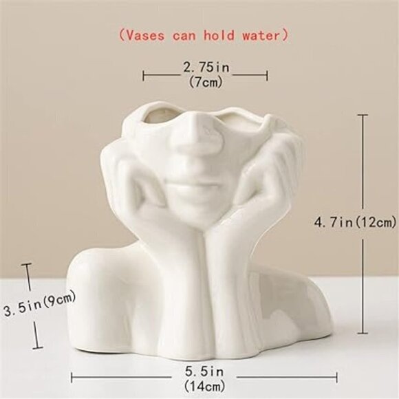 White Ceramic Face Vase - BRAND NEW IN BOX. - Picture 2 of 9